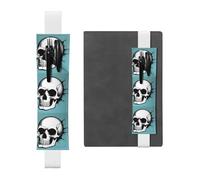 Porte-stylo en cuir blanc YYHHAOFA motif tête de mort réglable bande élastique 21,1-4,6 cm pour cahiers, agendas, manuels et planificateurs