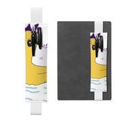 Porte-stylo en cuir blanc YYHHAOFA Petit canard jaune Bande élastique réglable 21,1 à 4,6 cm pour cahiers, agendas, manuels et planificateurs