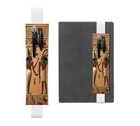 Porte-stylo en cuir blanc YYHWHJDE avec hiéroglyphes égyptiens antiques réglables avec bande élastique de 21,1 à 4,6 cm, convient à la plupart des carnets et agendas