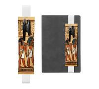 Porte-stylo en cuir blanc YYHWHJDE avec hiéroglyphes égyptiens antiques réglables avec bande élastique de 21,1 à 4,6 cm, convient à la plupart des carnets et agendas