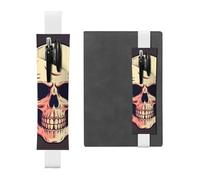 Porte-stylo en cuir blanc YYHWHJDE Day of The Dead Sugar Roses Skull Printing Bande élastique réglable 21,1 à 4,6 cm Convient à la plupart des carnets agendas
