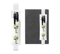 Porte-stylo en cuir blanc YYHWHJDE Fleurs dans une image cylindrique Bande élastique réglable 21,1-4,6 cm Convient à la plupart des ordinateurs portables agendas