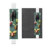 Porte-stylo en cuir blanc YYHWHJDE Insect Atlas avec bande élastique réglable de 21,1 à 4,6 cm Convient à la plupart des ordinateurs portables agendas