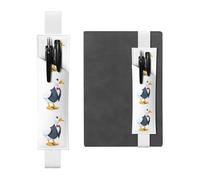 Porte-stylo en cuir blanc YYHWHJDE Petit canard blanc dans un costume avec bande élastique réglable de 21,1 à 4,6 cm pour cahiers, agendas, manuels et planificateurs