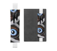 Porte-stylo en cuir blanc YYHWHJDE The Evil Eye - Bande élastique réglable de 21,1 à 4,6 cm - Convient à la plupart des carnets et agendas