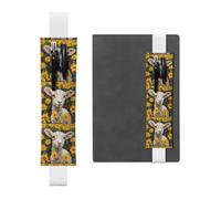 Porte-stylo en cuir blanc YYHWHJDE The Lamb in the Yellow Flowers Printing Bande élastique réglable 21,1 à 4,6 cm Convient à la plupart des cahiers agendas