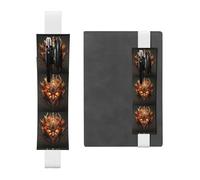 Porte-stylo en cuir blanc YYHWHJDE The Mask of Burning Flames Printing Bande élastique réglable de 21,1 à 4,6 cm Convient à la plupart des ordinateurs portables agendas