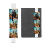 Porte-stylo en cuir blanc YYHWHJDE The Territory of The Cactus Printing Bande élastique réglable 21,1 à 4,6 cm Convient à la plupart des cahiers agendas