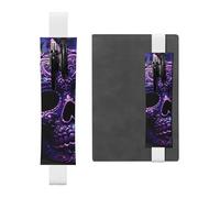 Porte-stylo en cuir blanc YYHWHJDE violet Floser et crâne d'horreur en sucre Bande élastique réglable 21,1 à 4,6 cm Convient à la plupart des ordinateurs portables agendas