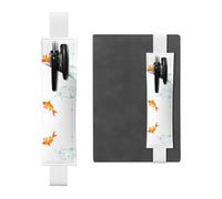 Porte-stylo en cuir marque-page GGNKDL le poisson rouge qui crache des bulles pour journaux, agendas, planificateurs - Pochette à sangle réglable, blanc, Taille unique