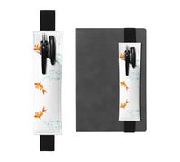 Porte-stylo en cuir marque-page GGNKDL le poisson rouge qui crache des bulles pour journaux, agendas, planificateurs - Pochette à sangle réglable, Noir , Taille unique