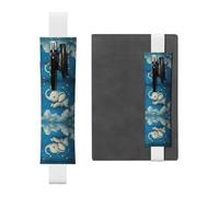 Porte-stylo en cuir marque-page LLKGOT Elephant Sky Park Impression pour journaux, agendas, planificateurs - Pochette à sangle réglable