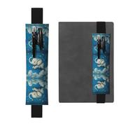 Porte-stylo en cuir marque-page LLKGOT Elephant Sky Park Impression pour journaux, agendas, planificateurs - Pochette à sangle réglable