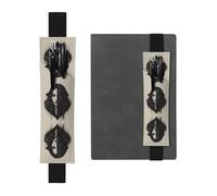 Porte-stylo en cuir marque-page RRKDOY Demi-visage imprimé pour journaux, agendas, planificateurs - Sangle réglable