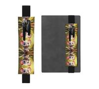Porte-stylo en cuir marque-page RRKDOY mignon souris imprimé pour journaux, agendas, planificateurs - Sangle réglable