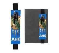 Porte-stylo en cuir noir avec bande élastique réglable de 21,1 à 4,6 cm - Motif drapeau de l'État de l'Oklahoma - Pour ordinateur portable, agenda, journal intime