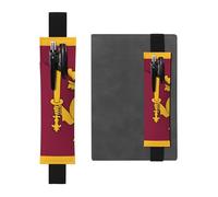 Porte-stylo en cuir noir avec bande élastique réglable de 21,1 à 4,6 cm - Motif drapeau du Sri Lanka - Pour cahiers, agendas, manuels et planificateurs