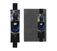 Porte-stylo en cuir noir avec bande élastique réglable de 21,1 à 4,6 cm - Motif HYTTER mauvais œil - Pour carnets, agendas, manuels et planificateurs