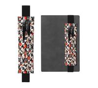 Porte-stylo en cuir noir avec bande élastique réglable de 21,1 à 4,6 cm - Motif MJHKXLJ de nombreux chiens