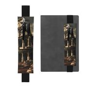 Porte-stylo en cuir noir avec bande élastique réglable de 21,1 à 4,6 cm - Motif MJHKXLJ Restes du Colisée romain - Pour ordinateur portable, agenda, journal intime