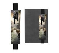 Porte-stylo en cuir noir avec bande élastique réglable de 21,1 à 4,6 cm Motif YYHHAOFA Montagnes et rivières pour cahiers, agendas, manuels et planificateurs