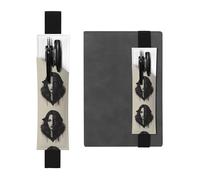 Porte-stylo en cuir noir avec bande élastique réglable de 21,1 à 4,6 cm - YYHHAOFA - Motif femme - Pour carnets, agendas, manuels et planificateurs