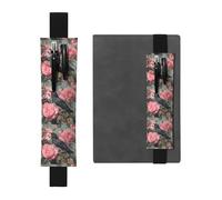 Porte-stylo en cuir noir avec bande élastique réglable WHJSHOP The Raven in The Rose 21,1-4,6 cm Convient à la plupart des ordinateurs portables agendas