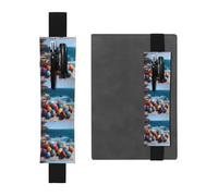 Porte-stylo en cuir noir avec inscription « WHJSHOP Easter Eggs on the Coast » - Bande élastique réglable de 21,1 à 4,6 cm - Convient à la plupart des carnets et agendas