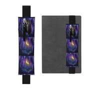 Porte-stylo en cuir noir avec inscription « WHJSHOP Flowering Vines Under The Moon Prints » - Bande élastique réglable de 21,1 à 4,6 cm - Convient à la plupart des carnets et agendas