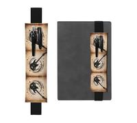 Porte-stylo en cuir noir avec inscription WZYWHJ Guitar Bass Instruments de musique imprimés - Bande élastique en cuir PVC de qualité supérieure pour cahiers, journaux et planificateurs