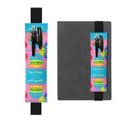 Porte-stylo en cuir noir avec inscription « WZYWHJ Happy Birthday » - Motif ballon - Bande élastique en cuir PVC de qualité supérieure pour cahiers, journaux et planificateurs