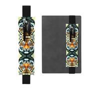 Porte-stylo en cuir noir avec inscription « WZYWHJ Little Fat Tiger Head Prints » - Bande élastique en cuir PVC de qualité supérieure pour cahiers, journaux et planificateurs