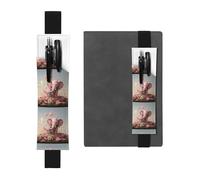 Porte-stylo en cuir noir avec inscription « WZYWHJ Little Pink Elephant Watering The Flowers » - Bande élastique en cuir PVC de qualité supérieure pour cahiers, journaux et planificateurs