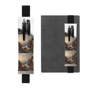 Porte-stylo en cuir noir avec inscription « WZYWHJ Looking Out to Sea » - Bande élastique en cuir PVC de qualité supérieure pour cahiers, journaux et planificateurs