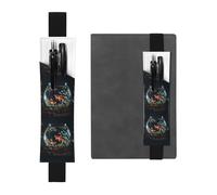 Porte-stylo en cuir noir avec inscription « WZYWHJ Small Fish in The Fish Tank » - Bande élastique en cuir PVC de qualité supérieure pour cahiers, journaux et planificateurs