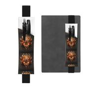 Porte-stylo en cuir noir avec inscription « WZYWHJ The Mask of Burning Flames » - Bande élastique en cuir PVC de qualité supérieure pour cahiers, journaux et planificateurs