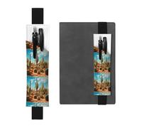 Porte-stylo en cuir noir avec inscription « WZYWHJ The Territory of The Cactus » - Bande élastique en cuir PVC de qualité supérieure pour cahiers, journaux et planificateurs