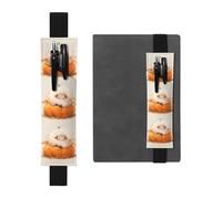 Porte-stylo en cuir noir avec inscription « YYHWHJDE Little Fat Sheep on the Pumpkin Printing » - Bande élastique réglable de 21,1 à 4,6 cm - Convient à la plupart des carnets et agendas