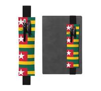 Porte-stylo en cuir noir avec motif drapeau MJHKXLJ du Togo - Bande élastique réglable de 21,1 à 4,6 cm - Pour ordinateur portable, agenda, journal intime