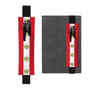 Porte-stylo en cuir noir avec motif drapeau WZYWHJ du Pérou - Bande élastique en cuir PVC de qualité supérieure pour cahiers, journaux et planificateurs