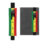 Porte-stylo en cuir noir avec motif drapeau WZYWHJ du Sénégal - Bande élastique en cuir PVC de qualité supérieure pour cahiers, journaux et agendas