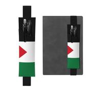 Porte-stylo en cuir noir avec motif drapeau YYHHAOFA de l'État de Palestine, bande élastique réglable de 21,1 à 4,6 cm pour carnets, agendas, manuels, planificateurs