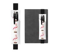 Porte-stylo en cuir noir avec motif flamant rose YYHWHJDE sur une souche d'arbre Bande élastique réglable 21,1 à 4,6 cm Convient à la plupart des ordinateurs portables agendas