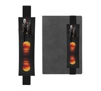 Porte-stylo en cuir noir avec motif silhouette de WZYWHJ coucher de soleil - Design élastique en cuir PVC de qualité supérieure pour cahiers, journaux et planificateurs