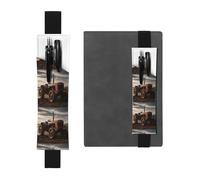 Porte-stylo en cuir noir avec motif tracteur WZYWHJ sur la ferme - Bande élastique en cuir PVC de qualité supérieure pour cahiers, journaux et planificateurs