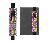 Porte-stylo en cuir noir avec motif WZYWHJ Ballons Confettis Image - Bande élastique en cuir PVC de qualité supérieure pour cahiers, journaux et planificateurs
