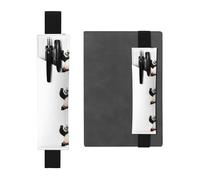 Porte-stylo en cuir noir BROLEO Demi Panda imprimé bande élastique réglable 21,1-4,6 cm Convient à la plupart des ordinateurs portables agendas