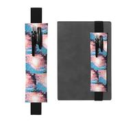 Porte-stylo en cuir noir BROLEO Sunshine Under The Trees avec bande élastique réglable 21,1-4,6 cm Convient à la plupart des ordinateurs portables agendas
