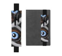 Porte-stylo en cuir noir BROLEO The Evil Eye avec bande élastique réglable de 21,1 à 4,6 cm compatible avec la plupart des carnets et agendas