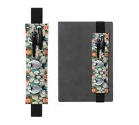 Porte-stylo en cuir noir HYTTER blanc avec bande élastique réglable de 21,1 à 4,6 cm pour cahiers, agendas, manuels, planificateurs
